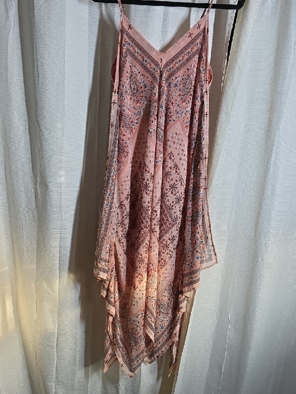 American Rag Dusty Pink Paisley Asymmetrical Slip Dress - Picture 3 of 3